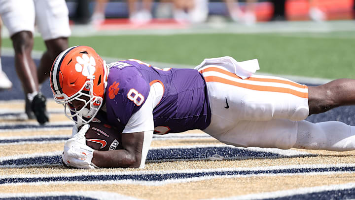 Adam Randall diving into the end zone in Clemson v Georgia Tech game