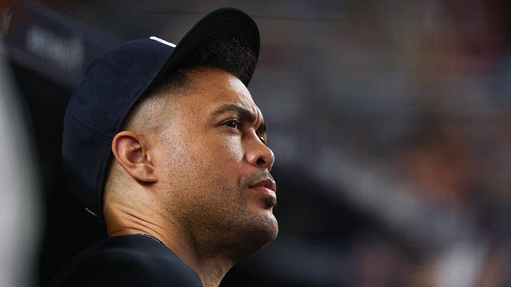 Aug 26, 2026; Bronx, New York, USA; New York Yankees designated hitter Giancarlo Stanton (27) looksouty from the dugout during the seventh inning against the Houston Astros at Yankee Stadium. Mandatory Credit: Vincent Carchietta-Imagn Images Aug 26, 2026; Bronx, New York, USA; New York Yankees designated hitter Giancarlo Stanton (27) looksouty from the dugout during the seventh inning against the Houston Astros at Yankee Stadium. Mandatory Credit: Vincent Carchietta-Imagn Images