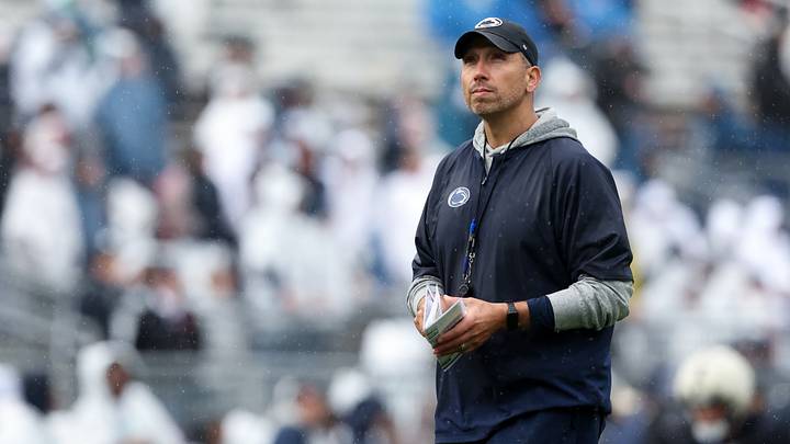 Penn State Nittany Lions head coach Matt Campbell looks on from the field spring practice at Beaver Stadium. Penn State Nittany Lions head coach Matt Campbell looks on from the field spring practice at Beaver Stadium.