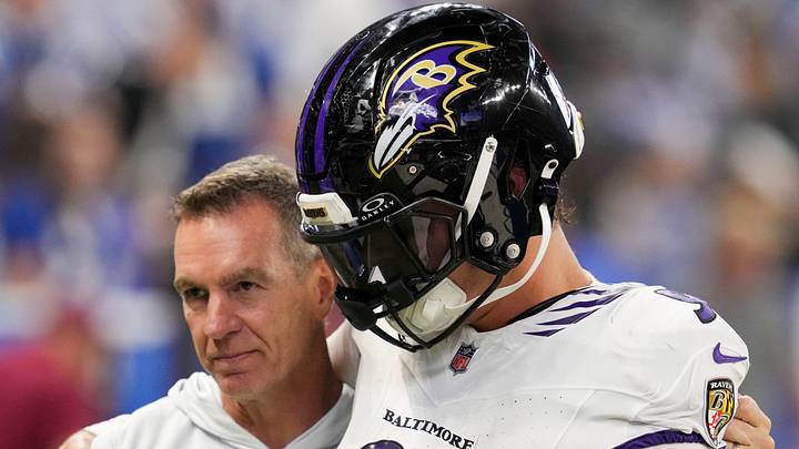 Baltimore Ravens linebacker Trey Hendrickson (91) walks off the field with Indianapolis Colts defensive coordinator Lou Anarumo on Sunday, Sept. 13, 2026, after a game against the Baltimore Ravens at Lucas Oil Stadium in Indianapolis. Baltimore Ravens linebacker Trey Hendrickson (91) walks off the field with Indianapolis Colts defensive coordinator Lou Anarumo on Sunday, Sept. 13, 2026, after a game against the Baltimore Ravens at Lucas Oil Stadium in Indianapolis.