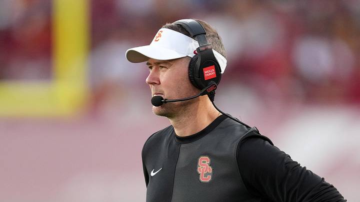 Aug 30, 2025; Los Angeles, California, USA; Southern California Trojans head coach Lincoln Riley watches from the sidelines against the Missouri State Bears in the first half at United Airlines Field at Los Angeles Memorial Coliseum. Mandatory Credit: Kirby Lee-Imagn Images Aug 30, 2025; Los Angeles, California, USA; Southern California Trojans head coach Lincoln Riley watches from the sidelines against the Missouri State Bears in the first half at United Airlines Field at Los Angeles Memorial Coliseum. Mandatory Credit: Kirby Lee-Imagn Images