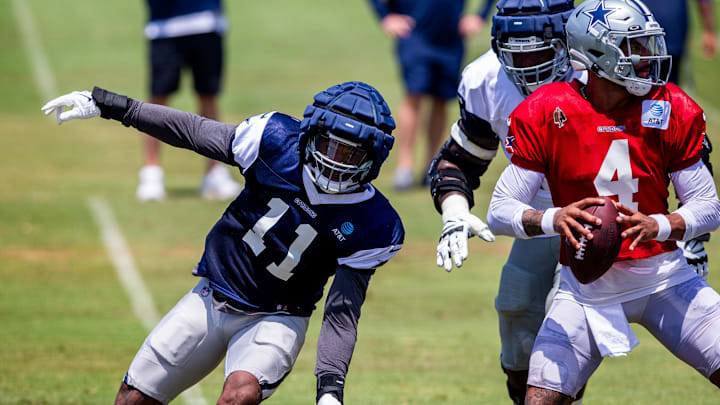 Dallas Cowboys linebacker Micah Parsons during training camp at the Marriott Residence Inn-River Ridge playing fields. 