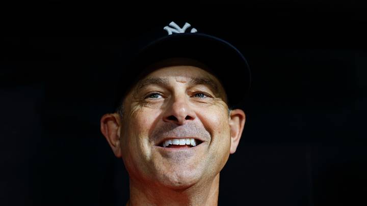 Jul 27, 2026; Chicago, Illinois, USA; New York Yankees manager Aaron Boone (17) speaks before a baseball game against the Chicago White Sox at Rate Field. Mandatory Credit: Kamil Krzaczynski-Imagn Images Jul 27, 2026; Chicago, Illinois, USA; New York Yankees manager Aaron Boone (17) speaks before a baseball game against the Chicago White Sox at Rate Field. Mandatory Credit: Kamil Krzaczynski-Imagn Images