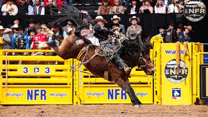 Dawson Hay on a J BAR J Bronc NFR 2023 Dawson Hay on a J BAR J Bronc NFR 2023