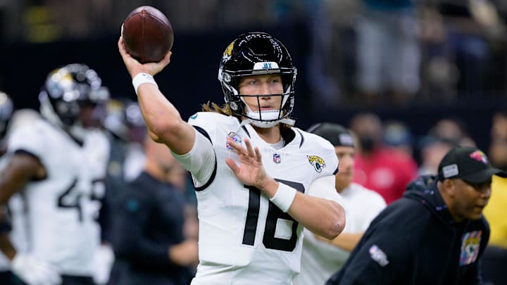 Oct 19, 2023; New Orleans, Louisiana, USA; Jacksonville Jaguars quarterback Trevor Lawrence (16)