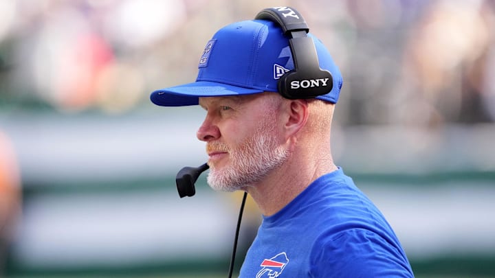Sep 14, 2025; East Rutherford, New Jersey, USA; Buffalo Bills head coach Sean McDermott during the second half at MetLife Stadium.