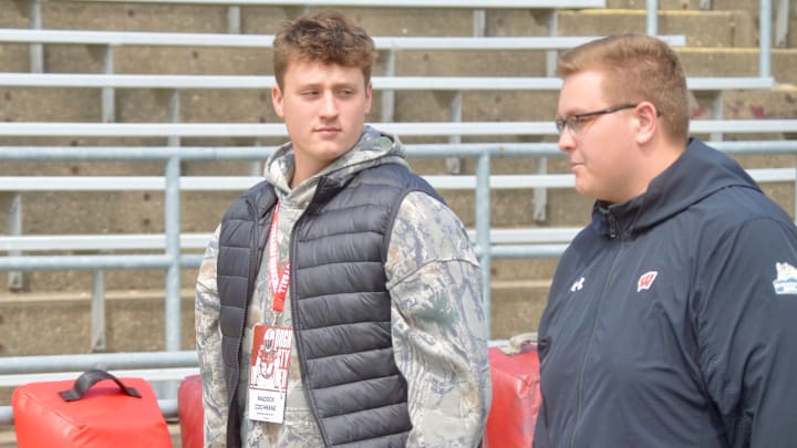 Wisconsin received its sixth commitment of the 2026 class from three-star Virginia offensive lineman Maddox Cochrane, center, the weekend of April 19.