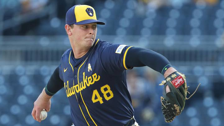 Sep 7, 2025; Pittsburgh, Pennsylvania, USA; Milwaukee Brewers relief pitcher Craig Yoho (48) pitches against the Pittsburgh Pirates during the ninth inning at PNC Park. Mandatory Credit: Charles LeClaire-Imagn Images Sep 7, 2025; Pittsburgh, Pennsylvania, USA; Milwaukee Brewers relief pitcher Craig Yoho (48) pitches against the Pittsburgh Pirates during the ninth inning at PNC Park. Mandatory Credit: Charles LeClaire-Imagn Images