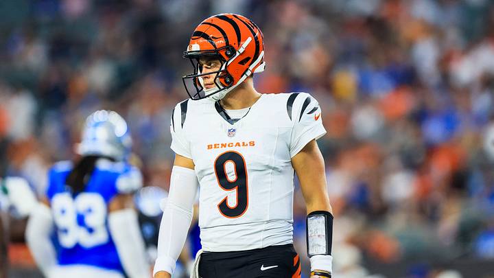 Aug 13, 2026; Cincinnati, Ohio, USA; Cincinnati Bengals quarterback Joe Burrow (9) stands on the field during a stop in play in the first half against the Detroit Lions at Paycor Stadium. Mandatory Credit: Katie Stratman-Imagn Images Aug 13, 2026; Cincinnati, Ohio, USA; Cincinnati Bengals quarterback Joe Burrow (9) stands on the field during a stop in play in the first half against the Detroit Lions at Paycor Stadium. Mandatory Credit: Katie Stratman-Imagn Images
