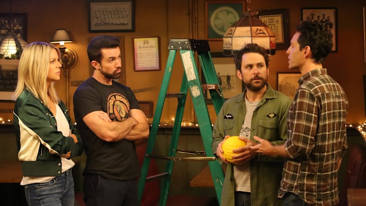 IT'S ALWAYS SUNNY IN PHILADELPHIA -- "Paddy’s Has A Jumper" – Season 14, Episode 8 (Airs November 13, 10:00 pm e/p) Pictured: (l-r) Kaitlin Olson as Dee, Rob McElhenney as Mac, Charlie Day as Charlie, Glenn Howerton as Dennis. CR: Patrick McElhenney/FXX