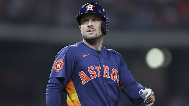 Houston Astros third baseman Alex Bregman reacts during a game against the Arizona Diamondbacks on Sept. 8 at Minute Maid Park.