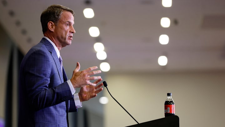 LSU Football Hosts Press Conference Introducing New Head Coach Lane Kiffin LSU Football Hosts Press Conference Introducing New Head Coach Lane Kiffin