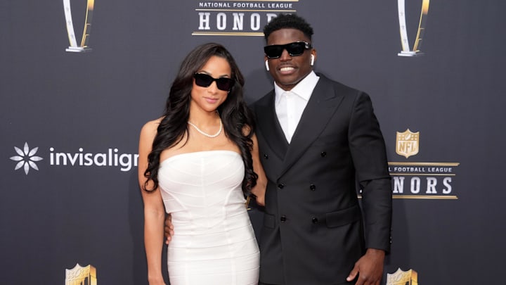 Miami Dolphins wide receiver Tyreek Hill with his wife Keeta Vaccaro on the red carpet before the NFL Honors ceremony. Miami Dolphins wide receiver Tyreek Hill with his wife Keeta Vaccaro on the red carpet before the NFL Honors ceremony.