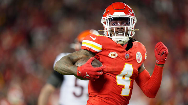 Kansas City Chiefs wide receiver Rashee Rice (4) catches a deep pass as Cincinnati Bengals cornerback Cam Taylor-Britt (29) defends in the third quarter during a Week 17 NFL football game between the Cincinnati Bengals and the Kansas City Chiefs, Sunday, Dec. 31, 2023, at GEHA Field at Arrowhead Stadium in Kansas City, Mo. The Kansas City Chiefs won, 25-17. Kansas City Chiefs wide receiver Rashee Rice (4) catches a deep pass as Cincinnati Bengals cornerback Cam Taylor-Britt (29) defends in the third quarter during a Week 17 NFL football game between the Cincinnati Bengals and the Kansas City Chiefs, Sunday, Dec. 31, 2023, at GEHA Field at Arrowhead Stadium in Kansas City, Mo. The Kansas City Chiefs won, 25-17.