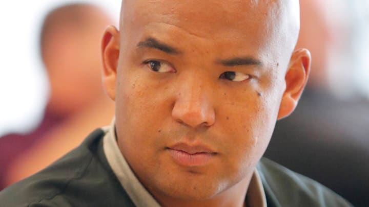 ASU's Tony White answers questions during media day at Sun Devil Stadium July 30, 2019.
Asu Football ASU's Tony White answers questions during media day at Sun Devil Stadium July 30, 2019.
Asu Football