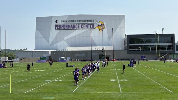 Vikings players at TCO Performance Center ahead of OTAs on June 2, 2025.