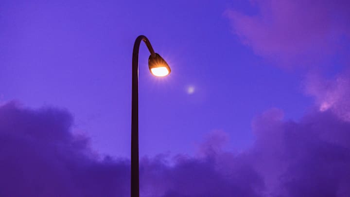 Streetlights aren’t supposed to be purple.