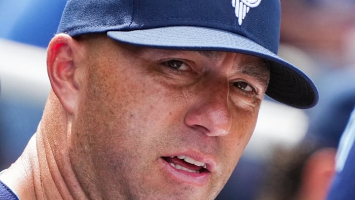 May 19, 2022; Kansas City, Missouri, USA; Kansas City Royals hitting coach Alec Zumwalt during the fifth inning against the Chicago White Sox at Kauffman Stadium. Mandatory Credit: Jay Biggerstaff-Imagn Images