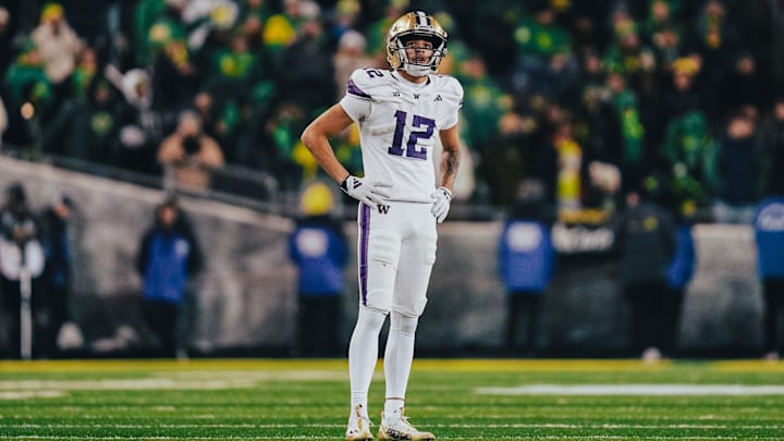 Denzel Boston takes a moment during the UW-Oregon game.