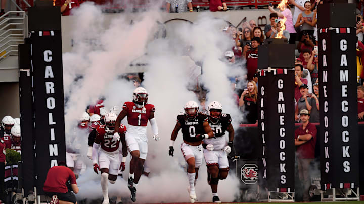 The University of South Carolina Spring football game took place at William-Brice Stadium on April 24, 2024. The team enters the stadium as fans cheer.