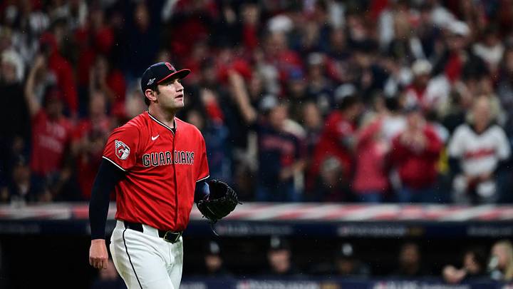 Oct 10, 2026; Cleveland, Ohio, USA; Cleveland Guardians pitcher Gavin Williams (32) reacts after delivering a pitch during the second inning against the Chicago White Socks in game five of the ALDS for the 2026 MLB Playoffs at Progressive Field. Mandatory Credit: David Dermer-Imagn Images Oct 10, 2026; Cleveland, Ohio, USA; Cleveland Guardians pitcher Gavin Williams (32) reacts after delivering a pitch during the second inning against the Chicago White Socks in game five of the ALDS for the 2026 MLB Playoffs at Progressive Field. Mandatory Credit: David Dermer-Imagn Images