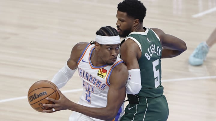Apr 12, 2024; Oklahoma City, Oklahoma, USA; Oklahoma City Thunder guard Shai Gilgeous-Alexander (2)