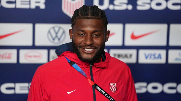 June 10, 2026; Irvine, California, U.S.; Mark McKenzie of the U.S. during the press conference. June 10, 2026; Irvine, California, U.S.; Mark McKenzie of the U.S. during the press conference.