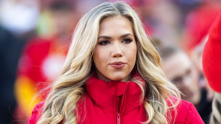 Jan 26, 2025; Kansas City, MO, USA; Kansas City Chiefs ownership family member Gracie Hunt prior to the game against the Buffalo Bills in the AFC Championship game at GEHA Field at Arrowhead Stadium. 