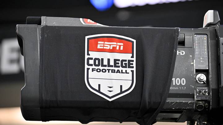Dec 6, 2025; Arlington, TX, USA; A view of a tv camera and the ESPN college football logo before the game between the Texas Tech Red Raiders and the BYU Cougars at AT&T Stadium. Mandatory Credit: Jerome Miron-Imagn Images Dec 6, 2025; Arlington, TX, USA; A view of a tv camera and the ESPN college football logo before the game between the Texas Tech Red Raiders and the BYU Cougars at AT&T Stadium. Mandatory Credit: Jerome Miron-Imagn Images