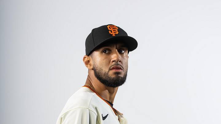 Feb 24, 2023; Scottsdale, AZ, USA; San Francisco Giants pitcher Raymond Burgos poses for a portrait during photo day at Scottsdale Municipal Stadium. Mandatory Credit: Mark J. Rebilas-Imagn Images
