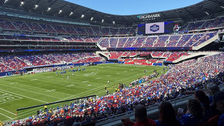 The view of the field at Highmark Stadium from section C208 before the Buffalo Bills vs the Carolina Panthers preseason game. The view of the field at Highmark Stadium from section C208 before the Buffalo Bills vs the Carolina Panthers preseason game.