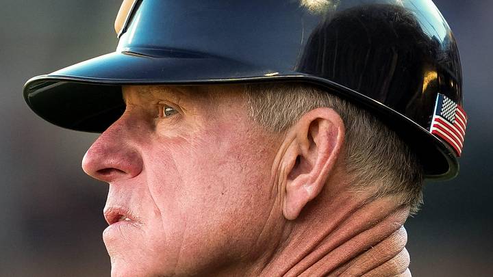 Vanderbilt coach Tim Corbin keeps an eye on his players during the first inning against South Carolina at Hawkins Field in Nashville, Tenn., Thursday, May 14, 2026.