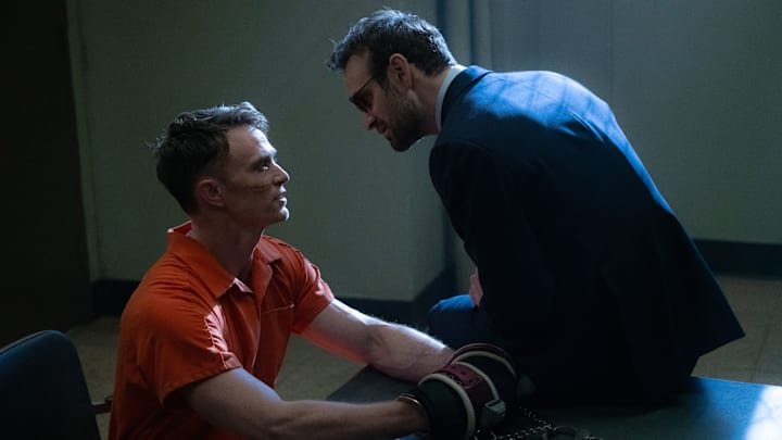 (L-R) Ben Poindexter/Bullseye (Wilson Bethel) and Matt Murdock/Dardevil (Charlie Cox) in Marvel Television's DAREDEVIL: BORN AGAIN, exclusively on Disney+. Photo by Giovanni Rufino. © 2025 MARVEL.