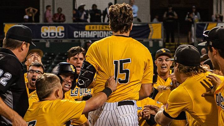 Drey Barrett was responsible for six of the Golden Eagles' seven runs against Troy on Friday night, including a walk-off grand slam while being down to his final strike.