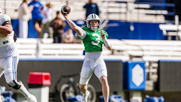 BYU quarterback McCae Hillstead during Spring practice BYU quarterback McCae Hillstead during Spring practice