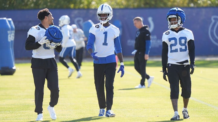 Indianapolis Colts cornerback Sauce Gardner runs through drills on Thursday, November 6, 2025.