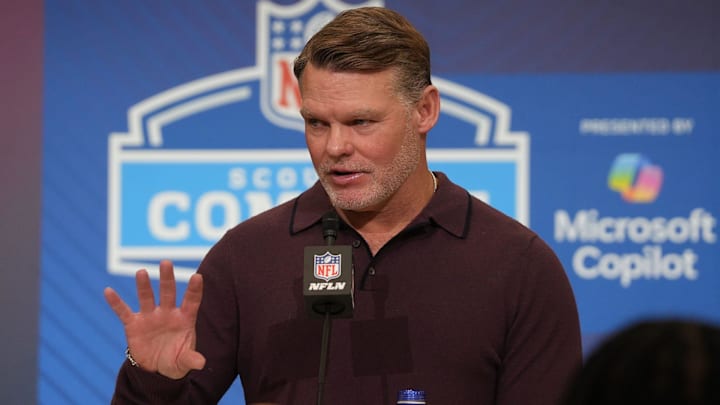 Indianapolis Colts general manager Chris Ballard meets with the media at the 2026 NFL Combine.