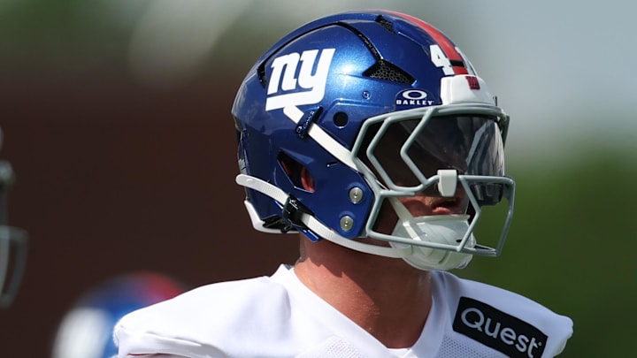 Jul 23, 2025; East Rutherford, NJ, USA; New York Giants linebacker Micah McFadden (41) on the field during training camp at Quest Diagnostics Training Center. Jul 23, 2025; East Rutherford, NJ, USA; New York Giants linebacker Micah McFadden (41) on the field during training camp at Quest Diagnostics Training Center.