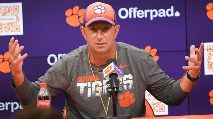 Clemson Head Coach Dabo Swinney speaks with media Clemson Head Coach Dabo Swinney speaks with media
