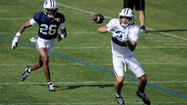 BYU wide receiver Jaron Pula at Spring Camp BYU wide receiver Jaron Pula at Spring Camp