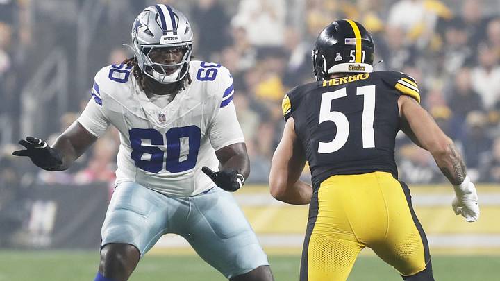 Dallas Cowboys offensive tackle Tyler Guyton. Dallas Cowboys offensive tackle Tyler Guyton.