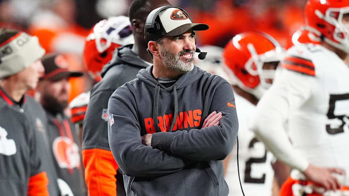 Dec 2, 2024; Denver, Colorado, USA; Cleveland Browns head coach Kevin Stefanski during the second quarter against the Denver Broncos at Empower Field at Mile High. Mandatory Credit: Ron Chenoy-Imagn Images