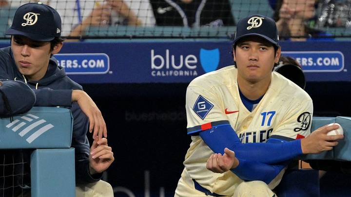 Sep 5, 2026; Los Angeles, California, USA; Los Angeles Dodgers pitcher Roki Sasaki (left) and pitcher Shohei Ohtani (17) watch the game against the Washington Nationals from the dugout during the eighth inning at Dodger Stadium. Mandatory Credit: Jayne Kamin-Oncea-Imagn Images Sep 5, 2026; Los Angeles, California, USA; Los Angeles Dodgers pitcher Roki Sasaki (left) and pitcher Shohei Ohtani (17) watch the game against the Washington Nationals from the dugout during the eighth inning at Dodger Stadium. Mandatory Credit: Jayne Kamin-Oncea-Imagn Images