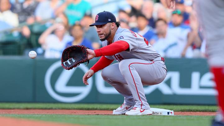 Jun 19, 2026; Seattle, Washington, USA; Boston Red Sox first baseman Willson Contreras (40) catches the ball in the first inning against the Seattle Mariners at T-Mobile Park. Mandatory Credit: Kevin Ng-Imagn Images Jun 19, 2026; Seattle, Washington, USA; Boston Red Sox first baseman Willson Contreras (40) catches the ball in the first inning against the Seattle Mariners at T-Mobile Park. Mandatory Credit: Kevin Ng-Imagn Images