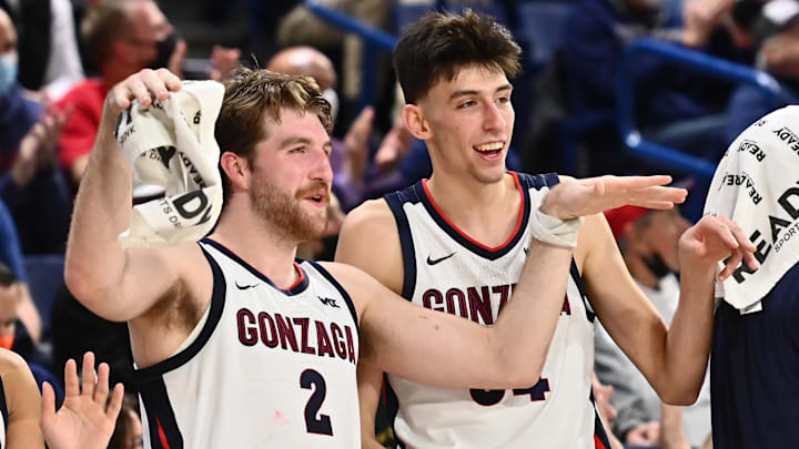 Gonzaga Bulldogs forwards Drew Timme and Chet Holmgren.