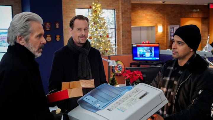 NCIS - “Humbug” - Monday, Dec. 16 (9:00-10:00 PM, ET/PT) When a shocking tell-all threatens to ruin Christmas for a decorated Marine, NCIS must unwrap the truth and deliver a holiday miracle — before the book hits shelves and turns a hero’s legacy into a holiday disaster. Pictured (L-R): Gary Cole as NCIS Special Agent Alden Parker, Sean Murray as Special Agent Timothy McGee, and Wilmer Valderrama as NCIS Special Agent Nicholas “Nick” Torres.