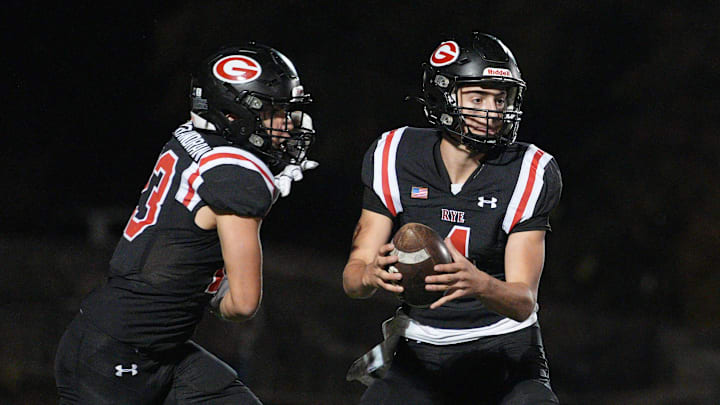 Rye defeats Yorktown 35-14 in football action at Rye High School on Friday, November 8, 2024. Rye defeats Yorktown 35-14 in football action at Rye High School on Friday, November 8, 2024.