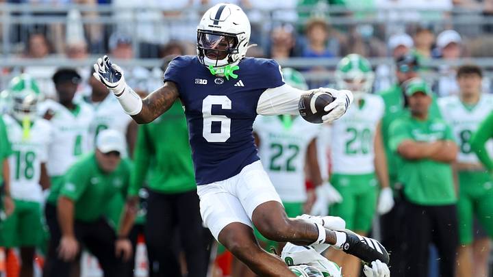 Penn State Nittany Lions wide receiver Koby Howard runs with the ball after a catch vs. the Marshall Thundering Herd at Beaver Stadium. Penn State Nittany Lions wide receiver Koby Howard runs with the ball after a catch vs. the Marshall Thundering Herd at Beaver Stadium.