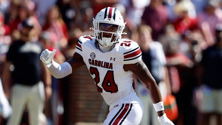 Oct 12, 2024; Tuscaloosa, Alabama, USA;  South Carolina Gamecocks defensive back Jalon Kilgore (24) during the second half at Bryant-Denny Stadium. Mandatory Credit: Butch Dill-Imagn Images