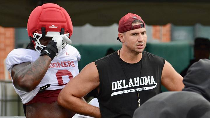 Oklahoma defensive ends coach Miguel Chavis looks on during practice. Chavis is become on of the stars of Brent Venables' coaching staff. Oklahoma defensive ends coach Miguel Chavis looks on during practice. Chavis is become on of the stars of Brent Venables' coaching staff.